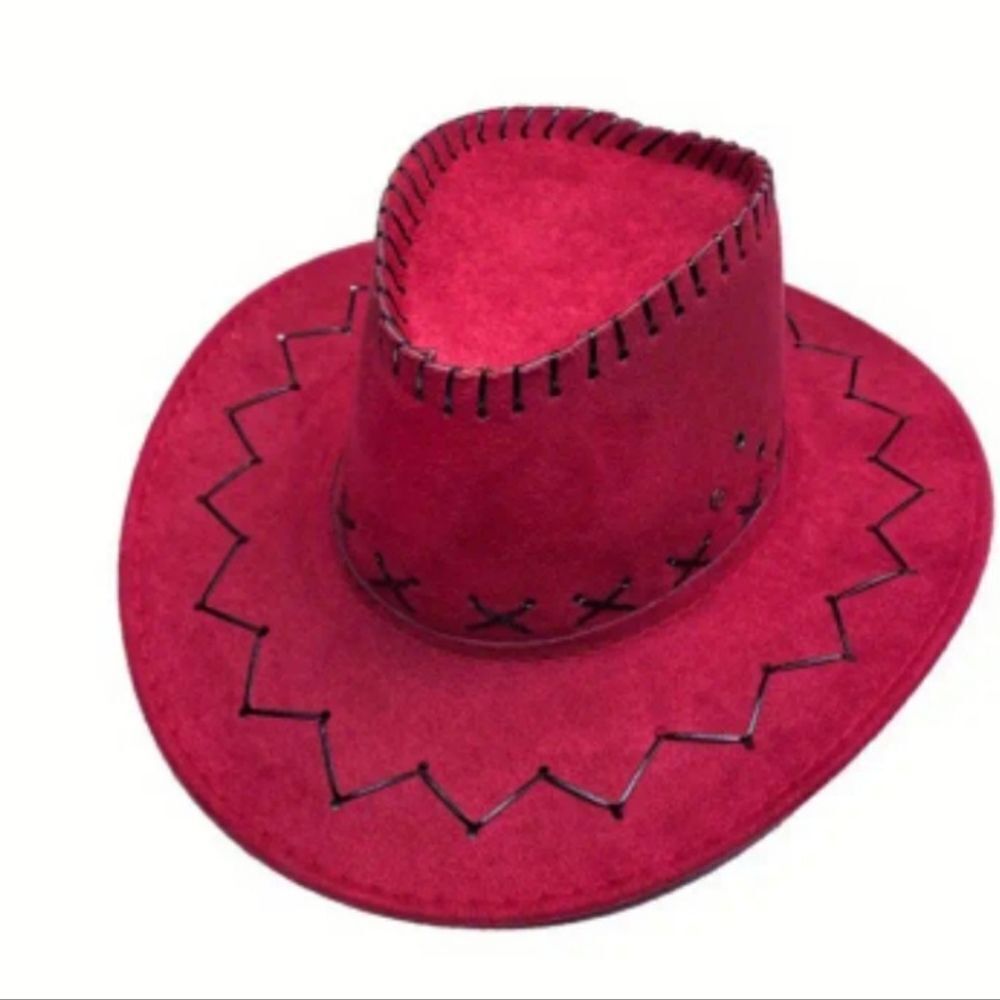 Ladies Elegant Burgundy Suede Cowboy Hat